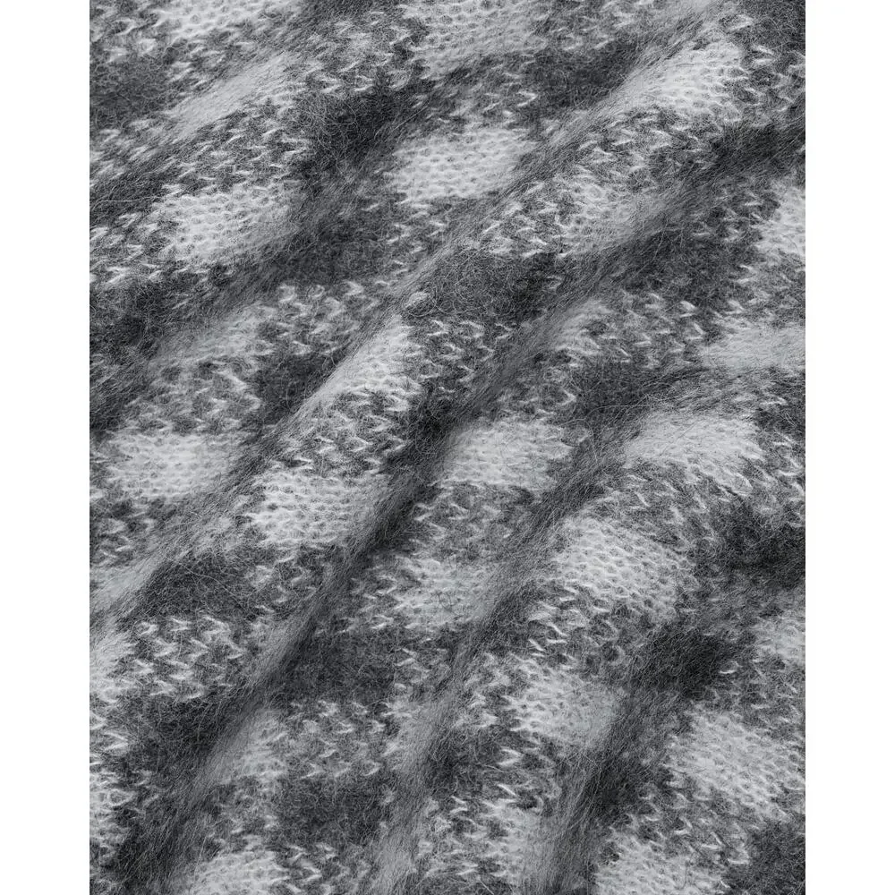 NWT Everlane Unisex The Alpaca Patterned Scarf Gray Buffalo Check One Size